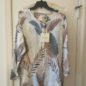 Cynthia Rowley Tropical Print Button-Up Blouse